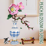 Decorative Flowers Peach Blossom Bouquet Building Blocks Romantic Peach Blossom Assembly Diy Model BricksToys Home Decor Gift