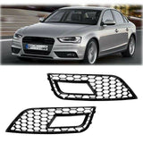 2-pack Black Front Fog Light Grilles for Audi A4 B8.5 2013-2016, Lightweight
