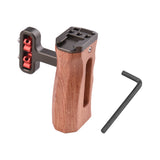Universal Camera Cage Left/Right Side Handle Wooden Hand Grip with 1/4 Screw Hole Cold Shoe Mount for Camera Cage