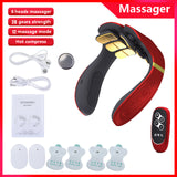 6 Head Cervical massager Remote Control Hot Compress Neck Massager Electric Pulse Neck Shoulder Massage Instrument Relief Pain