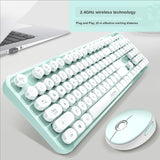 Wireless Keyboard and Mouse Combo USB Multimedia Girl 104 keycaps Keyboard and Mouse Set for Mac Computer Desktop Laptop