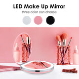 Portable LED Makeup Mirror 3 Dimmable Touch Brightness Beauty Rechargeable Mini Round LED Vanity Cosmetic Mirrors For Gift
