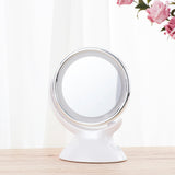 Adjustable 5X Magnification Lighted LED Makeup Mirror Bathroom Vanity Mirror 360 Degree Swivel Double-sided Table Mirror (White)