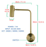 LED Indoor lighting Golden Decor wall lamps 7W with switch for bedroom Bedside Living room Aisle sconces Luminaire Minimalist