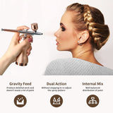 Dual-Action Airbrush with Compressor Easy Clean Air Brush Spray Gun for Cake Decoration Temporary Tattoos Car Graffiti Graphic