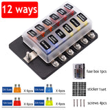 Plastic Cover 6 Ways 12 Ways Blade Fuse Block 12V 24V Fuse Box Holder With LED Indicator Light For Auto Car Marine