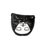 1Pcs Crooked Cat Golf Putter Cover Waterproof PU Leather Magic Tape Golf Club Cover for Mallet Putter Golf Headcover Protector
