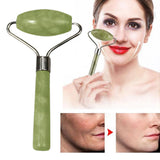 Green Single Head Face Massage Roller Jade Stone Slimming Face Neck Massager Lifting Tool Anti Wrinkle Massage Roller