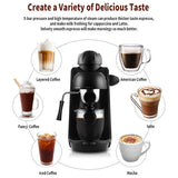 800W 240ml Coffee Maker 220V 5 Bar Pressure Semi-Automatic Personal  Italian Espresso Coffee Machine with Cappuccino Milk Foamer