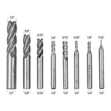 8pcs Solid Milling End Cutter Drill 1/16''-1/2'' 4 Flute High Speed Steel End Mill HSS Slot Tool HSS CNC Straight Shank Drill