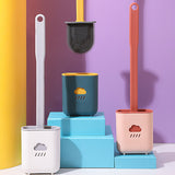 Silicone Toilet Brush With Holder Creative Household Bathroom Quick Cleaning Set Crevice Brush Long Handle Toilet Brush