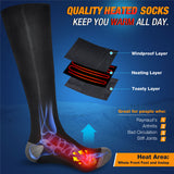 1 Pair Heated Socks with Powerbank Electric Foot Thermal Long Tube Sock Winter Warmer for Outdoor Sports Ski Foot Keep Warm Sock
