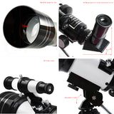 150X Astronomical Refractor Telescope with FMC Optic, Barlow Lens Eyepiece, Moon Filter, Phone Adapter and Tripod