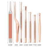 7pcs/set LED Flashlight Ear Wax Pickers Cleaner Stainless Steel Earpick Wax Remover Curette Ear Pick Cleaner Ear Cleaner
