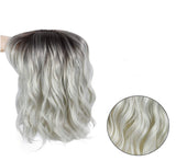 Bob wig short curly hair gradient silver gray chemical fiber wig headgear wigs