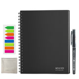 NEWYES A4 Smart Erasable Notebook Paper Reusable Wirebound Black Notebook App Connect Microwave Erase With pen for kids Students