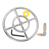Propane &amp; Natural Gas Fireplace, Fire Pit 12 Inches 304 Stainless Steel Propane Fire Pit Ring Burner + 150K BTU Valve