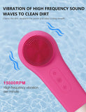 Cold &amp; Heat Red/Blue LED Light Electric Powered Facial Cleaning Brush for Face Exfoliating Deep Cleansing Sonic Facial Scrubber