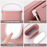 New LED Makeup Mirror With Cosmetic Mirror Box Lighted Vanity Mirror Makeup Travel Case For Skincare Eyelash Jewelry Organizers