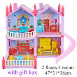 Princess Big Villa DIY Dollhouses casa muñecas Pink Castle Play House With Slide Yard Kit Assembled Doll House Toys