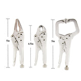 3Pcs Mini Vise Locking Pliers Set 4in. Curved Jaw and 5in. Long Nose and 5 in. C Clamp Assorted Locking Welding Clamp