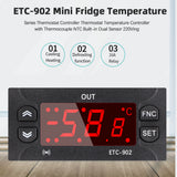 Digital Temperature Controller ETC-902 220V Mini Refrigerator Thermostat Regulator Thermoregulator Thermocouple NTC Dual Sensor