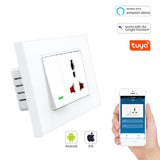 CBE Tuya Keyswitch + Sockets Voice Control Wireless Wifi In-Wall Switch Remote Control Push Button for Alexa Google Home