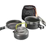 3pcs/set Of Outdoor Cookware Ultra Light Aluminum Alloy Camping Cookware Tableware Outdoor Teapot Picnic Tableware