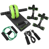 AB Wheel Roller Kit Abdominal Wheel Set with Push-Up Bar Jump Rope Hand Gripper Spring   Exerciser and Knee Pad Home Gym