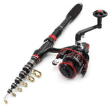 2.1M Fishing rod with reel Carbon Telescopic Fishing Rod and reel set Portable Trout Rod Multifunction Travel pocket Rod pesca