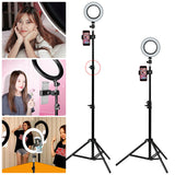 Dimmable LED Ring Light Photographic Lighting With Phone Clip And Tripod Ring Lights For Live Streaming Makeup Free Shipping