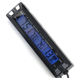 3 in 1 Car Digital Auto Thermometer Voltmeter Clock Volt Temperature Monitor 12V Outdoor Indoor LED Orange/Blue Backlight