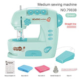 Kid Mini Sewing Machine Toy Electric Simulation DIY Mini Furniture Toy Design Cloth Knitting Machine Toddler Girl Play House Toy