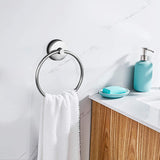 Suction Cup Towel Ring Punch-Free 304 Stainless Steel Bathroom Toilet Towel Rack Pendant Hanging Ring