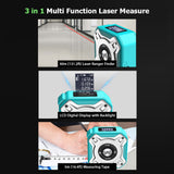 3 in 1 Laser Tape Measure Digital Ranger Finder 16Ft Measuring Tape 131Ft Rechargeable Multi Function Laser Measure Distance