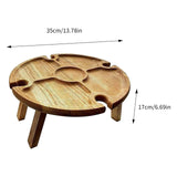 Wooden Folding Picnic Table Outdoor Wine Table with Glass Holder 2 In 1 Wine Glass Rack Outdoor Portable Camping Folding Table