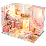 CUTEBEE DIY Doll House Wooden Doll Houses Miniature Dollhouse Furniture Kit with LED Toys for Children Christmas Gift  L023