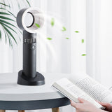 Portable Bladeless Fan Cordless Handheld USB Rechargeable Cooling Fan Summer Mini Air Cooler 3 Speed Level Leafless Desktop Fan