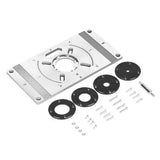 Aluminum Alloy Router Table Insert Plate Trimming Machine 2 Scales Printed Engraving Tool Flip Board with 4Rings for Woodworking