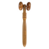 Nonslip Handle Wooden 2 Rollers Face Neck Relaxing Massager