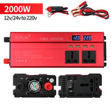 1200W/2000W Potable Car LED Display Screen Power Inverter Converter DC 12V To AC 220V 4 USB Car Charger Converter Adapter