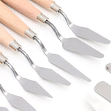 High quality stainless steel 18 pcs oil painting knife set red beech wood handle oil painting scraper painting tool art supplies