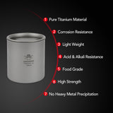 350ml Titanium Cup with Lid Lightweight Camping Water Cup for Backpacking Camping Fishing