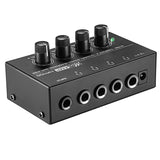 Eu Plug,Ha400 Ultra-Compact 4 Channels Mini Audio Stereo Headphone Amplifier With Power Adapter Black