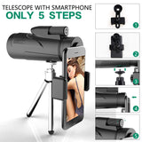 12X50 Monocular Telescope High Definition Monocular with Smartphone Holder & Tripod Waterproof Starscope FMC BAK4 Prism