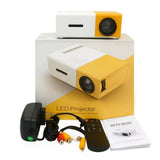 YG300 Professional Mini Projector Full HD1080P Home Theater LED Projector LCD Video Media Player Projector Yellow &amp; White