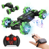 JC-01 RC Stunt Car 2.4GHz 4WD Watch Gesture Sensor Control Deformable Car All-Terrain Auto-demo with Spray Light Music for Kids