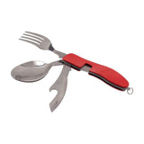 4 In 1 Outdoor Tableware Set Camping Cooking Supplies Stainless Steel Spoon Folding Pocket Kits Home Picnic Hiking Travel Tools