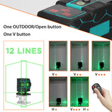 Multifunctional 3D 12 Lines Laser Level Tool Horizontal and Vertical Cross Lines Self-leveling Laser Level 360 + Extension Bar
