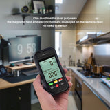 ET925 Electromagnetic Radiation Tester Large LCD Electric Field Magnetics Field Radiation Test Data Hold Sound Light Alarm